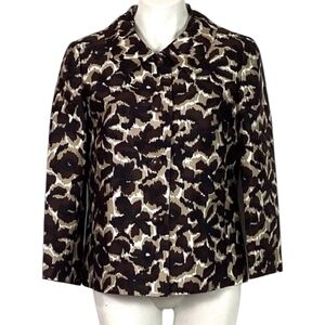 Vtg Talbots Blazer Abstract Animal Print Silk/Wool Blend Structured Jacket Sz 12